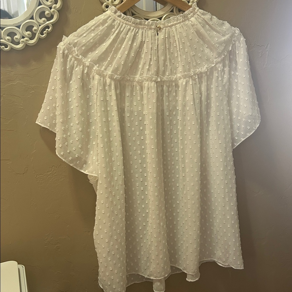 J. Crew White Textured Blouse with Ruffle Detail - Picture 5 of 9